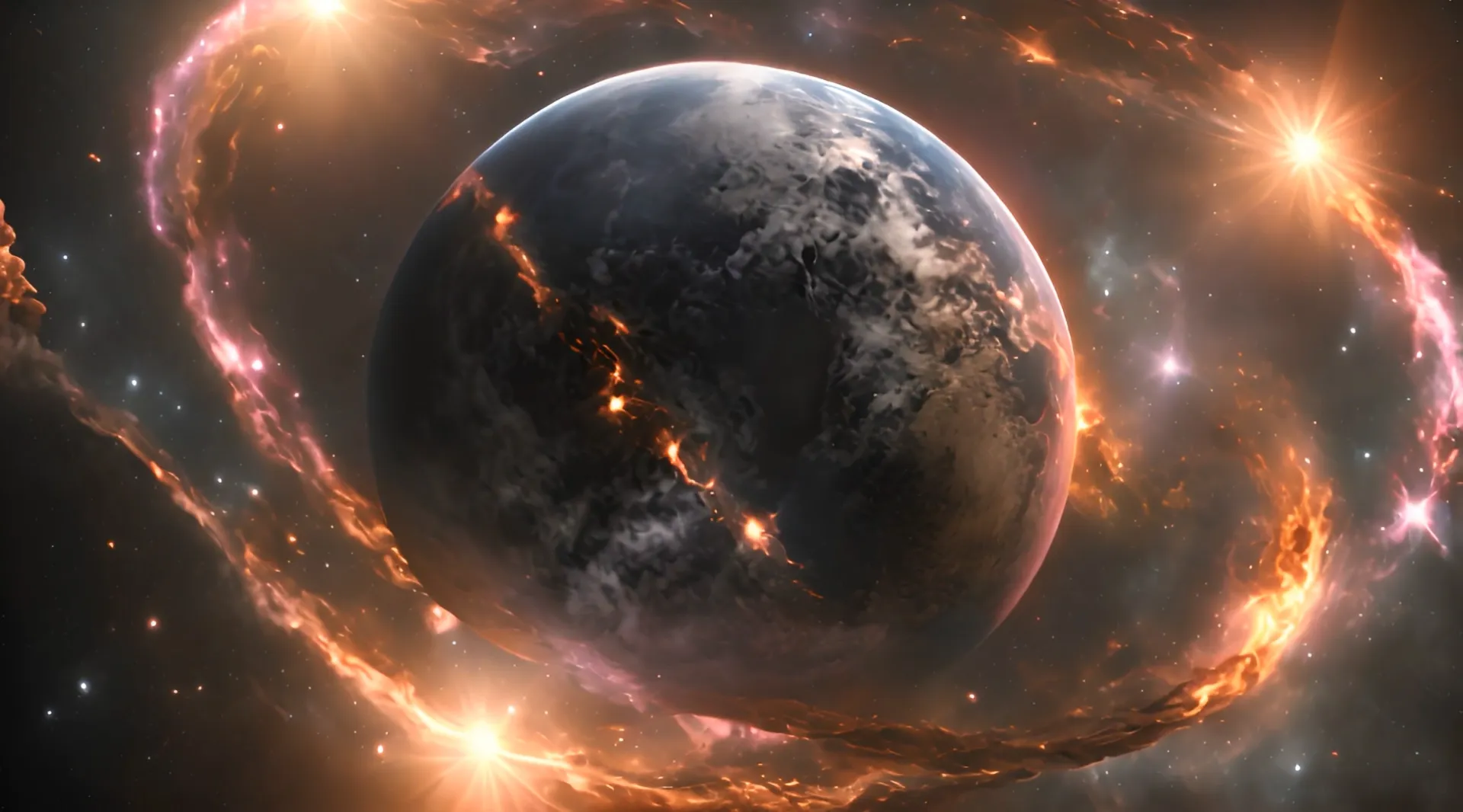 Fiery Nebula and Planet Motion Backdrop
